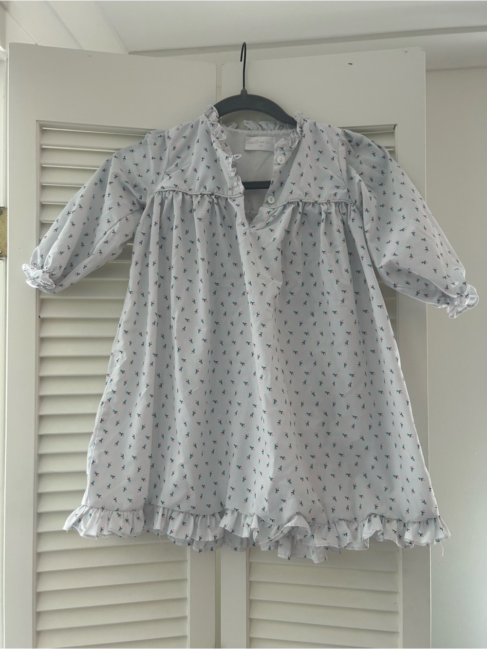 Cecil and Lou Girls 3T Floral Ruffle Swing Dress White Long Sleeve Boutique